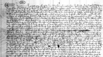 O documento original do testamento de Dom Pedro I , localizado em Portugal - Divulgação/Arquivo Nacional da Torre do Tombo