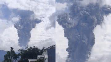 O vulcão em questão em erupção - Reprodução/Vídeo/Redes Sociais/X/@viccedasmir