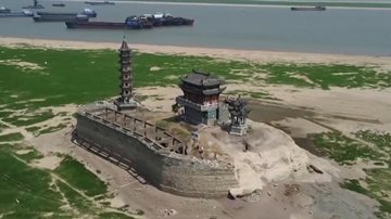 Imagens do drone no Lago Poyang - Reprodução/Vídeo/G1