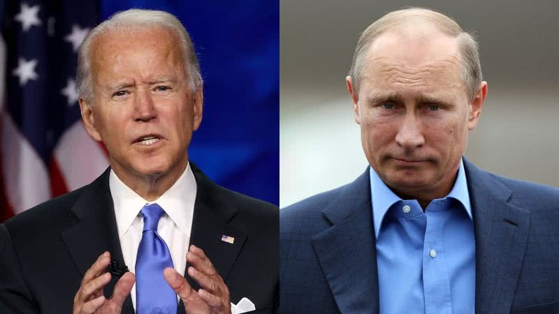 Montagem de Joe Biden (esq.) e Vladimir Putin (dir.)