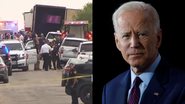 Registro do caminhão (à esqu.) e registro de Biden (à dir.) - Divulgação/Vídeo e Getty Images