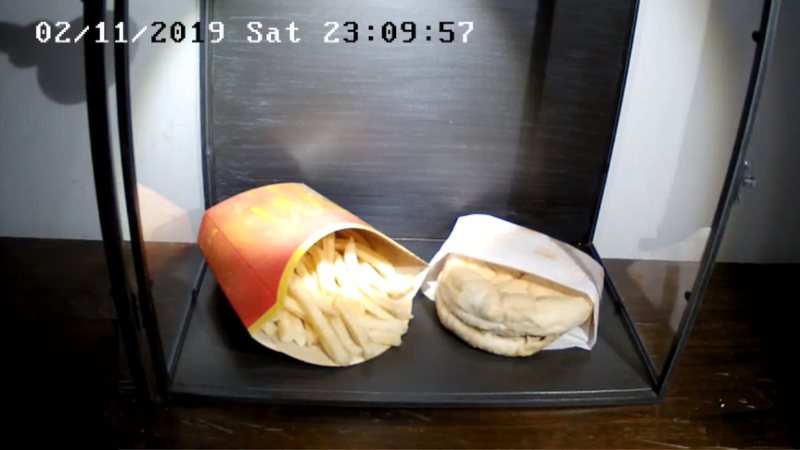Big Mac e fritas expostas em vidro - Divulgação / YouTube / Snotra House