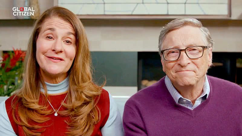 Melinda e Bill Gates durante evento do Global Citizen, em vídeo gravado