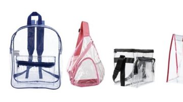 Exemplos de mochilas e bolsas transparentes que poderão ser usadas nas escolas de Broward, na Flórida - Reprodução/browardschools.com