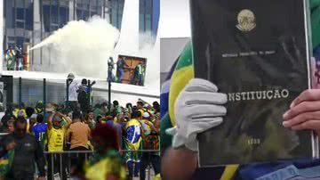 Imagens dos terroristas bolsonaristas durante invasão à Praça dos Três Poderes - Marcelo Camargo/ Agência Brasil e Reprodução/Vídeo