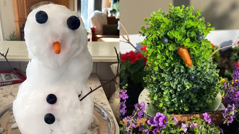 O antes e depois do boneco de neve