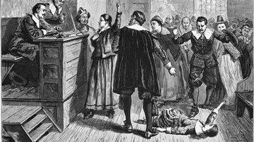 Ilustração de julgamento de bruxas de Salem - Domínio Público
