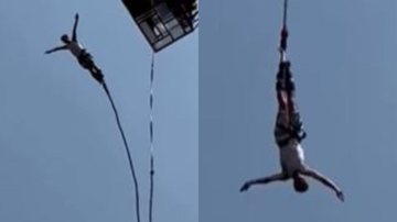 Imagens do momento que a corda se rompeu durante salto de bungee jump na Tailândia - Reprodução / Vídeo