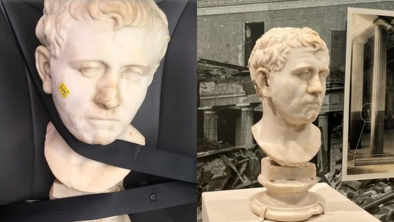Imagem do busto romano após a compra