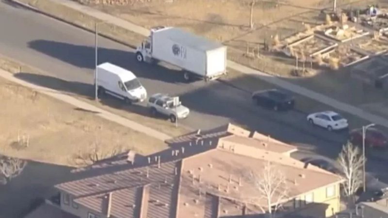 Caminhão que foi roubado em Denver, nos EUA - Divulgação/Vídeo/KDVR/KWGN
