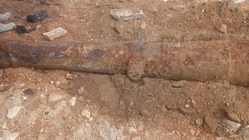 Canhão encontrado durante obra em Salvador - Reprodução / Iphan