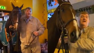 Imagem de homem com seu cavalo em bar - Reprodução / Vídeo