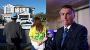 Á esquerda apoiadores de Bolsonaro em frente a casa onde ele está nos EUA e à direita imagem de Bolsonaro - Getty Images