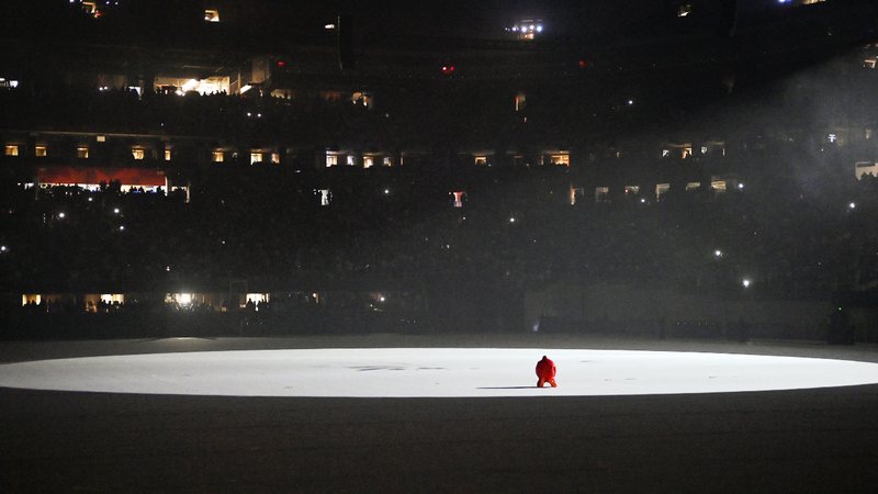 O rapper Kanye West no estádio Mercedes Benz em Atlanta, em 2021 - Getty Images