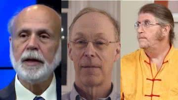Imagem de Ben Bernanke à esquerda, Douglas Diamond ao centro e Philip Dybvig à direita - Reprodução/Vídeo/Youtube