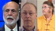Imagem de Ben Bernanke à esquerda, Douglas Diamond ao centro e Philip Dybvig à direita - Reprodução/Vídeo/Youtube