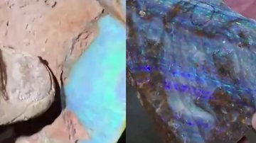 Imagens de opala, pedra preciosa encontrada em Marte - Reprodução / Vídeo / G1