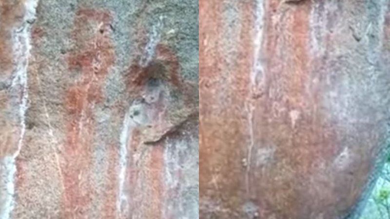 Imagem de pinturas rupestres em Água Branca - Reprodução / Vídeo / Youtube