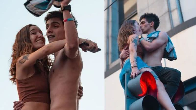Imagens do casal em cima de semáforo - Reprodução / Instagram