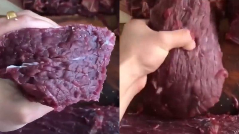 Trechos de vídeo de pedaço de carne com espasmos - Reprodução/Vídeo/Twitter
