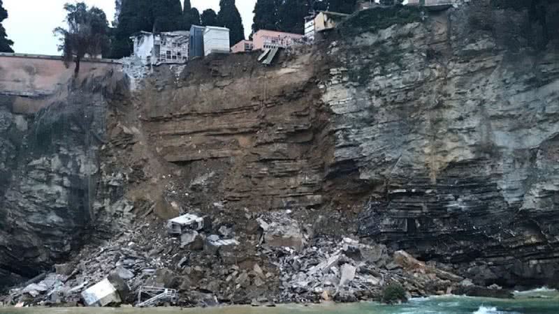 Deslizamento que atingiu o cemitério de Camogli - Divulgação/ Facebook/Regione Liguria