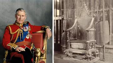 O rei Charles III e a Pedra do Destino na cadeira de coroação - Getty Images e Cornell University Library