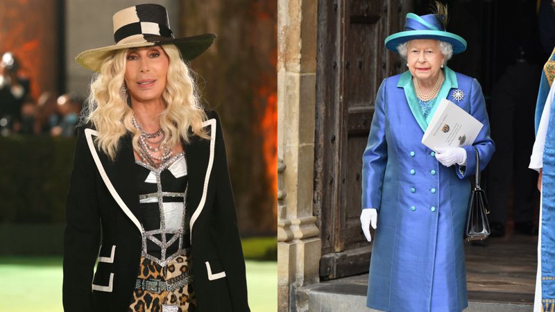 À esquerda, a cantora Cher, e à direita, a rainha Elizabeth II - Getty Images