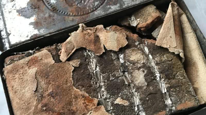 Chocolate de 121 anos encontrado na Inglaterra - Divulgação/Twitter/ National Trust