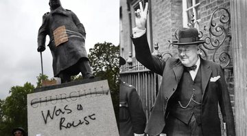 Estátua de Winston Churchill após a depredação - Divulgação