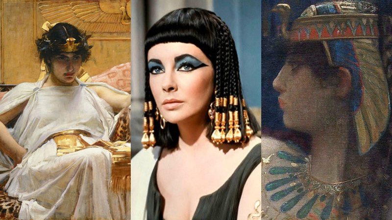 Diferentes representações de Cleópatra - Divulgação e Wikimedia Commons, Domínio Público