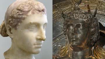Busto romano de Cleópatra VII (à esqu.) e provável representação de Cleópatra Selene II (à dir.) - Louis le Grand e Jean-Pierre Dalbéra
