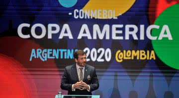 Anuncio realizado em 2019, de que a Copa América seria sediada na Argentina e Colômbia - Getty Images