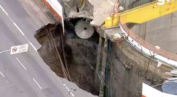 Cratera aberta na Marginal Tietê, em São Paulo - Divulgação/Rede Globo