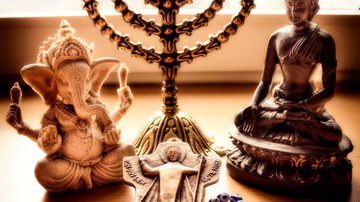 Imagem de diferentes símbolos de religiões distintas - Foto de Barbara Mack no Pixabay