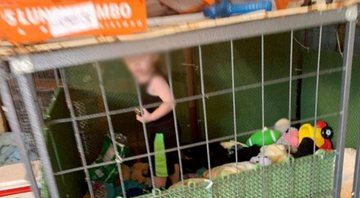 Criança era mantida presa nessa jaula junto com animais - Divulgação//News Channel 5