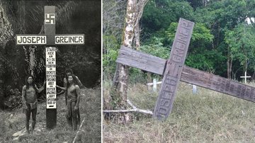 A cruz que marca o túmulo de Joseph Greiner - Divulgação/Rede Amazônica e Arquivo Pessoal