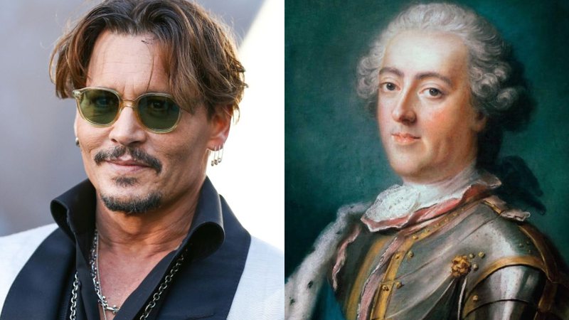 Johnny Depp e o rei Luís XV da França em pintura - Getty Images / Domínio Público via Wikimedia Commons