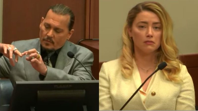 Johnny Depp e Amber Heard no julgamento - Divulgação/Youtube/Law&Crime Network