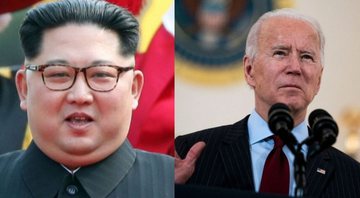 Montagem com Kim Jong-un à esquerda e Joe Biden à direita - Divulgação