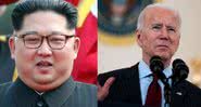 Montagem com Kim Jong-un à esquerda e Joe Biden à direita - Divulgação