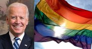 Montagem de Joe Biden ao lado de bandeira LGBT+ - Divulgação/ Wikimedia Commons/ Pixabay