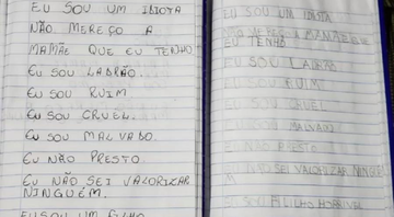 Caderno encontrado pela polícia - Divulgação/Polícia Civil