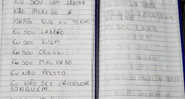 Caderno encontrado pela polícia - Divulgação/Polícia Civil