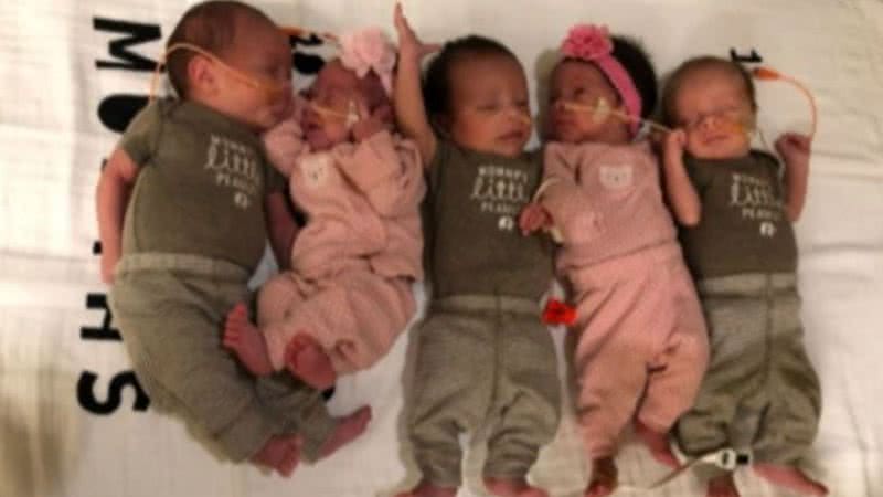 Fotografia dos cinco recém-nascidos - Divulgação / Brenda Raymundo / Arquivo Pessoal