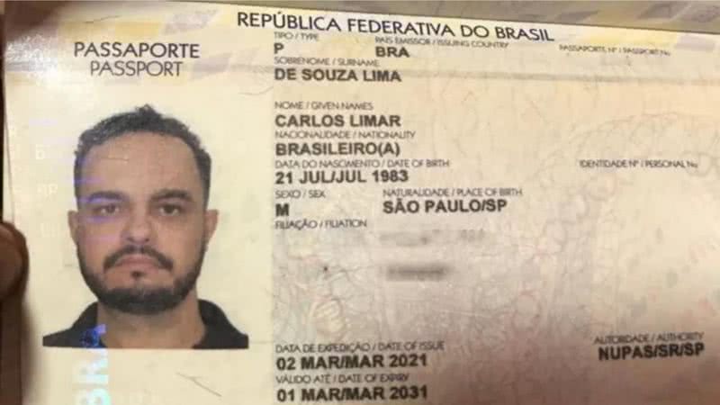 Passaporte de Carlos Limar - Divulgação / Polícia Nacional do Paraguai