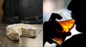 À esquerda, um pedação de queijo; à direita, uma pessoa toma um copo de cerveja - Getty Images