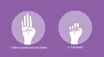 Na imagem, orientação para realização do gesto feito pela menina - Divulgação / Halton Police