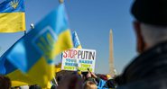 Manifestantes protestam em defesa da Ucrânia nos EUA - Getty Images