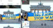 Pessoas seguram faixas contra a guerra em imagens do Google Maps - Divulgação / Google Maps