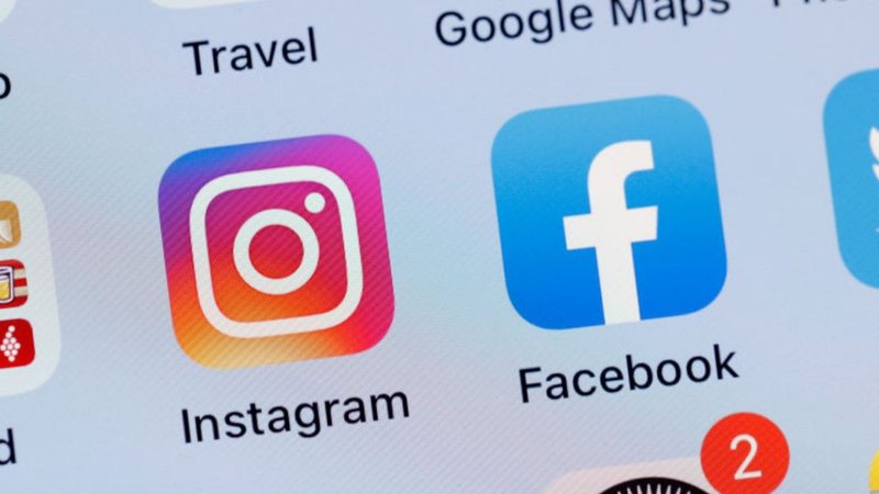 Ícones das redes sociais Instagram e Facebook